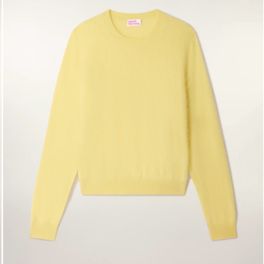 Lemon Yellow Crew Neck cashmere Sweater